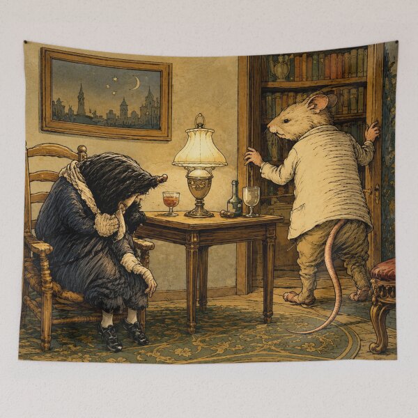 Item preview, Mole and Rat - Wind in the Willows - Art Nouveau Illustration Anthropomorphic Mice Scene for Storybook Art Lovers designed and sold by RickE.