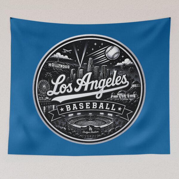 Item preview, Los Angeles Baseball Black Silver Emblem designed and sold by TKOprintdesigns.