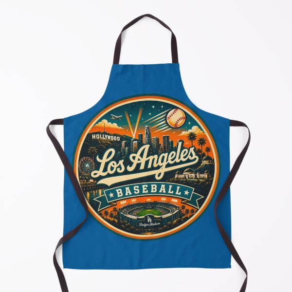 Item preview, Los Angeles Baseball Teal Orange Sunset Badge designed and sold by TKOprintdesigns.