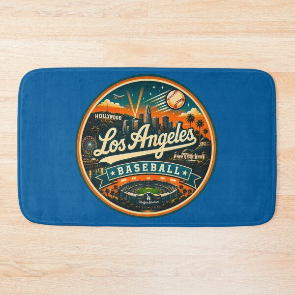 Item preview, Los Angeles Baseball Teal Orange Sunset Badge designed and sold by TKOprintdesigns.