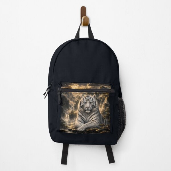 Item preview, Listening to the Waterfall | White Tiger Fantasy Art | Moonlit Mountain Guardian designed and sold by ManJiangHong.
