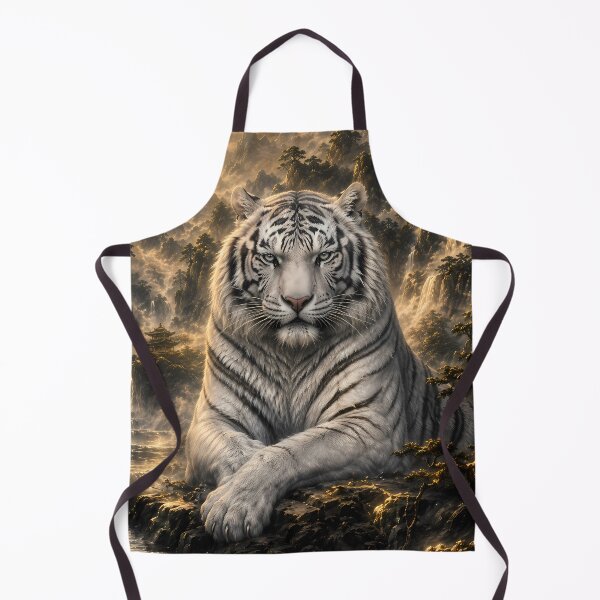 Item preview, Listening to the Waterfall | White Tiger Fantasy Art | Moonlit Mountain Guardian designed and sold by ManJiangHong.