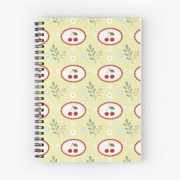 Item preview, ⁠Aesthetic Red Cherry Seamless Pattern with Minimalist Garden Flowers⁠ designed and sold by Teenidesign .