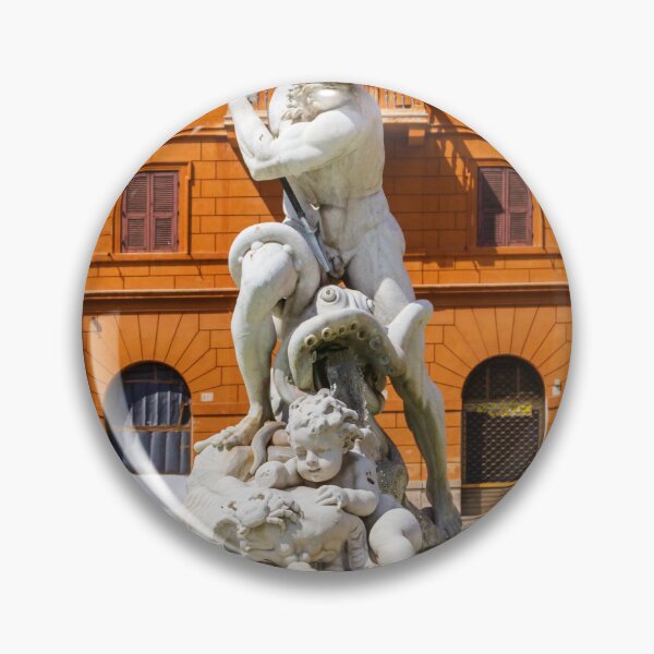Item preview, Neptune Fountain Marble Statue in Italian Piazza With Baroque Architecture and Water Sculpture designed and sold by Nmallia.