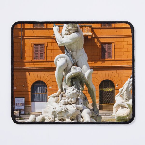 Item preview, Neptune Fountain Marble Statue in Italian Piazza With Baroque Architecture and Water Sculpture designed and sold by Nmallia.