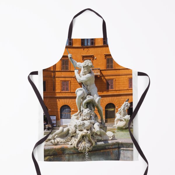 Item preview, Neptune Fountain Marble Statue in Italian Piazza With Baroque Architecture and Water Sculpture designed and sold by Nmallia.