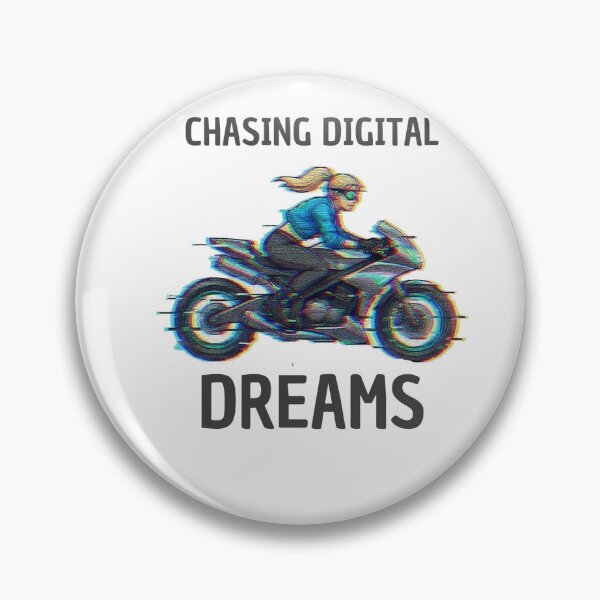 Item preview, Glitch Chasing Digital Dreams Girl Motorcycle Art designed and sold by RamjoVerse.