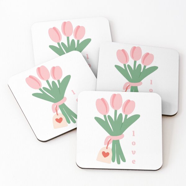 Item preview, Pink Tulip bouquet with ''Love'' Romantic Floral Design  designed and sold by katiecorners.