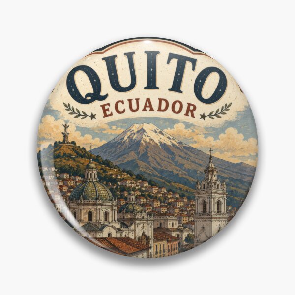 Item preview, Quito Ecuador Colonial Skyline Illustration | Andean Heritage City | Vintage South America Travel Art designed and sold by CosmicAnomaly.