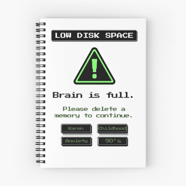 Item preview, Low Disk Space Brain Full Funny Retro Computer Warning T-Shirt Delete Memory Humor Tee designed and sold by Glitch&Grin.