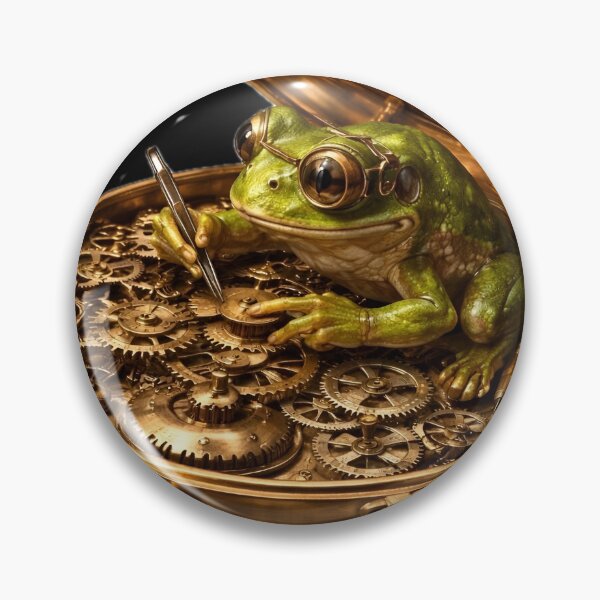 Item preview, The Tiny Watchmaker Frog Vintage Steampunk Art designed and sold by BarkAndArt.