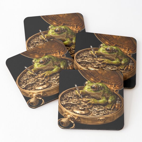 Item preview, The Tiny Watchmaker Frog Vintage Steampunk Art designed and sold by BarkAndArt.