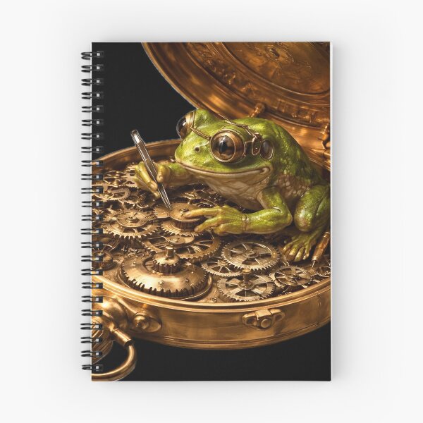 Item preview, The Tiny Watchmaker Frog Vintage Steampunk Art designed and sold by BarkAndArt.