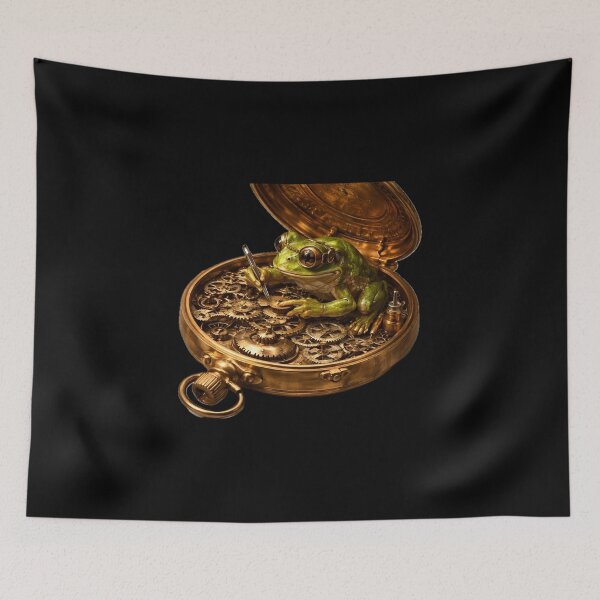 Item preview, The Tiny Watchmaker Frog Vintage Steampunk Art designed and sold by BarkAndArt.