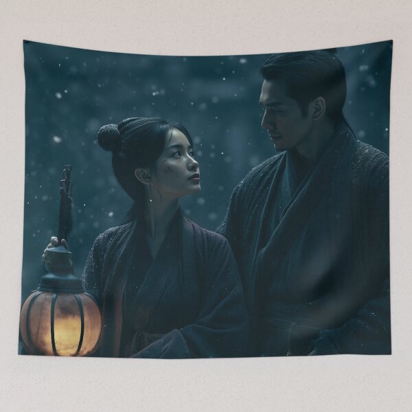 Item preview, Lanterns Beneath the Falling Snow designed and sold by oanaunciuleanu.
