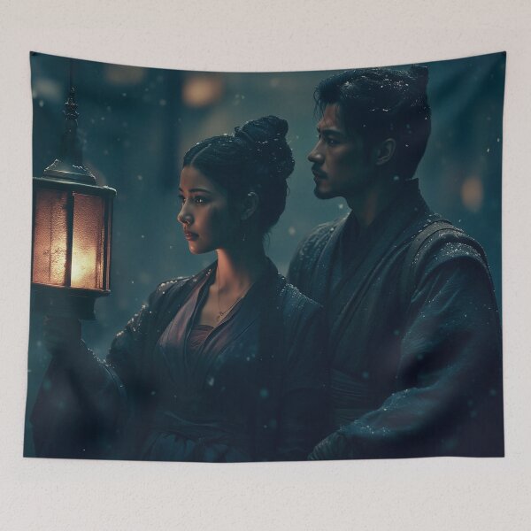 Item preview, Lanterns Beneath the Falling Snow designed and sold by oanaunciuleanu.