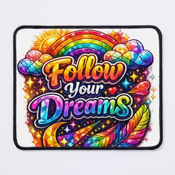 Item preview, Follow Your Dreams Rainbow Stained Glass Motivational Art designed and sold by Luminous Kind.