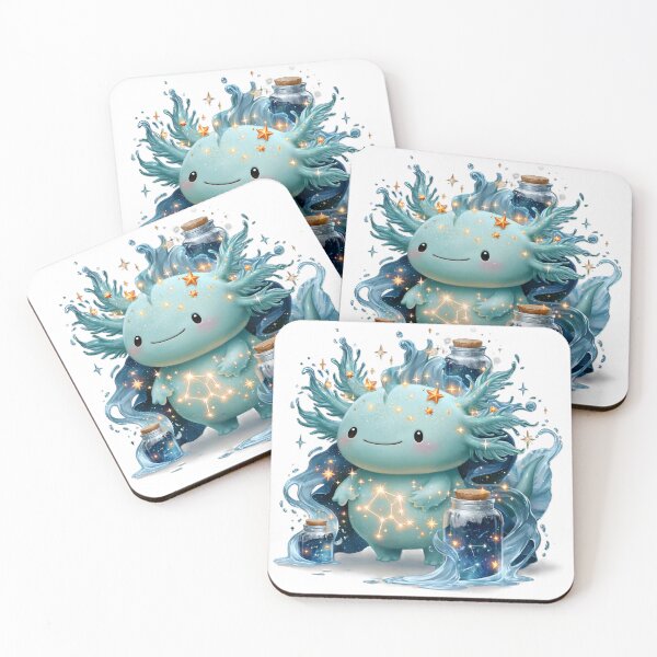 Item preview, Kawaii Axolotl Aquarius | Zodiac Water Bearer Art designed and sold by Moonlit Menagerie.