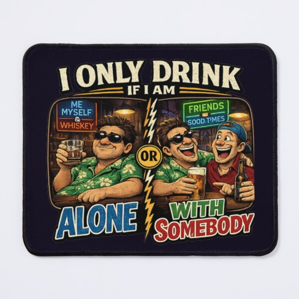 Item preview, I ONLY DRINK IF I AM ALONE OR WITH SOMEBODY designed and sold by PRINTSCHARMINGM.