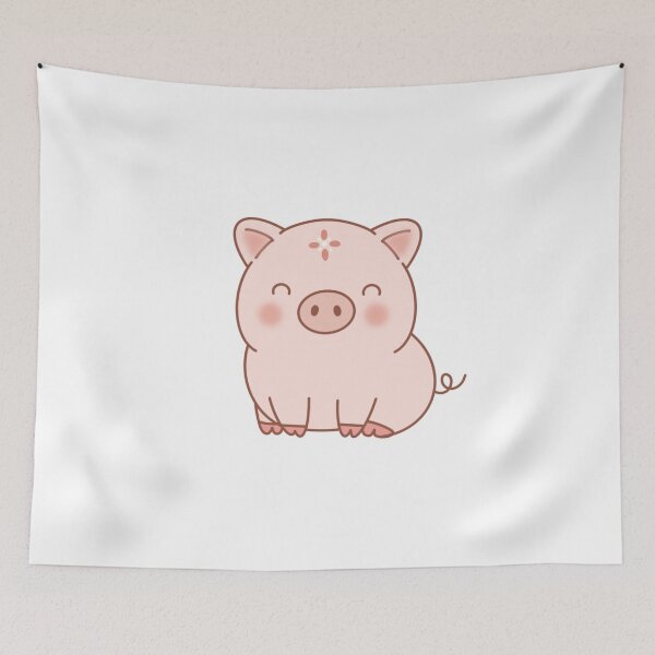 Item preview, Lovely Pink Pig Cartoon Character Farm Animal Portrait Illustration⁠ designed and sold by Teenidesign .