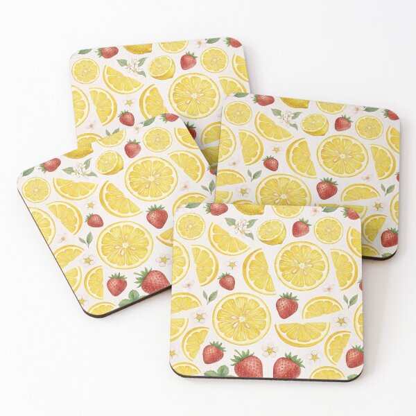 Item preview, Cottagecore Lemon and strawberry fruit pattern  designed and sold by Luv4tete.