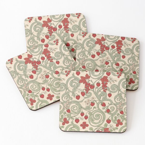 Item preview, cottage core strawberry and recurrent vine pattern  designed and sold by Luv4tete.