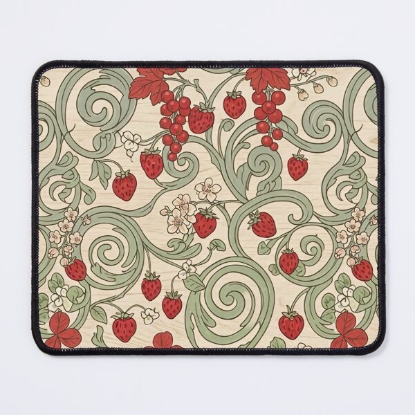 Item preview, cottage core strawberry and recurrent vine pattern  designed and sold by Luv4tete.