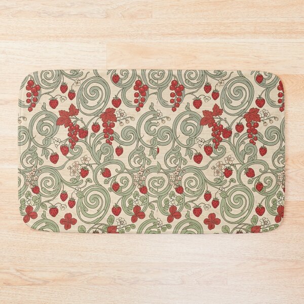 Item preview, cottage core strawberry and recurrent vine pattern  designed and sold by Luv4tete.