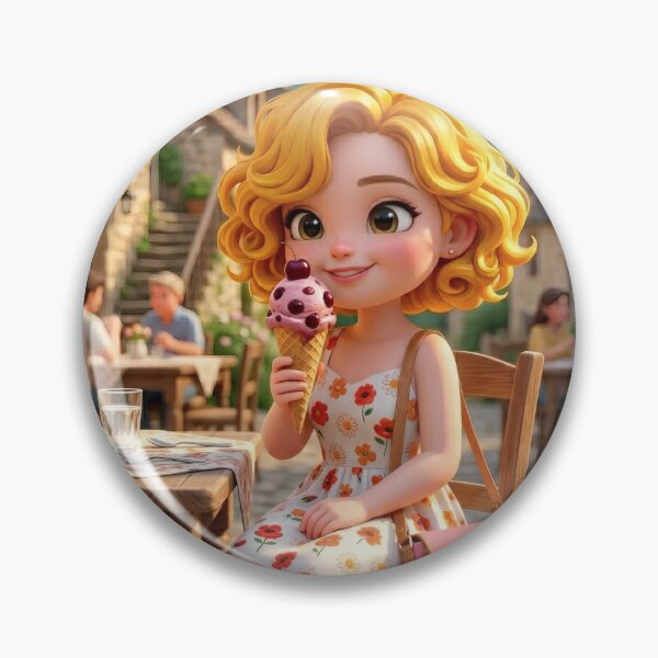 Item preview, Cute Girl Eating Cherry Icecream designed and sold by Azurart2.