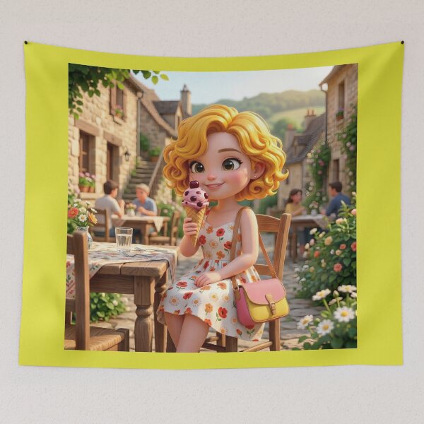 Item preview, Cute Girl Eating Cherry Icecream designed and sold by Azurart2.