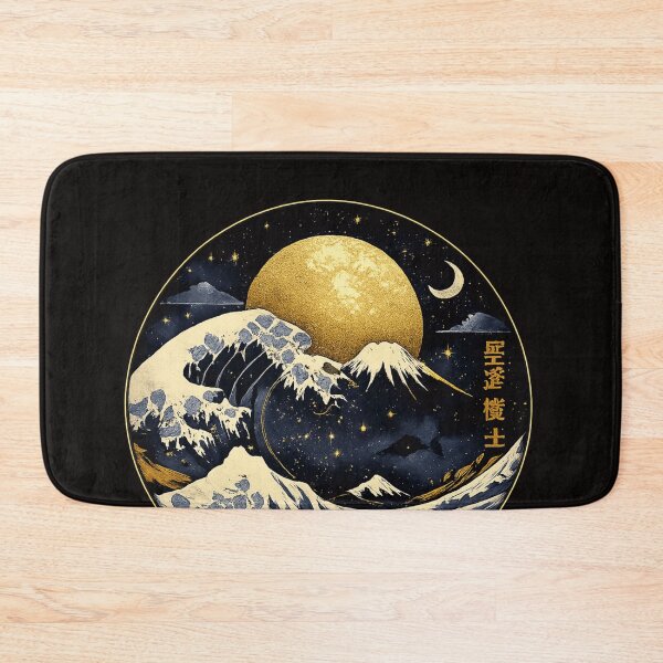 Item preview, Celestial Japanese Great Wave Mt Fuji Gold Watercolor designed and sold by EXATEES  ⭐⭐⭐⭐⭐.