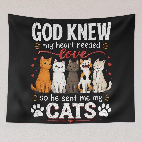 Item preview, God Knew My Heart Needed Love So He Sent Me My Cats designed and sold by INKRebelGraphic.