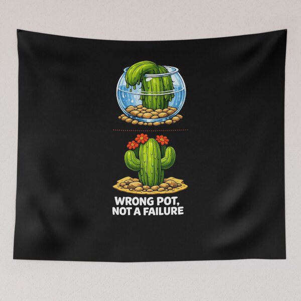 Item preview, Wrong Pot Not a Failure Cactus Motivational Art designed and sold by ArtoryWorks.