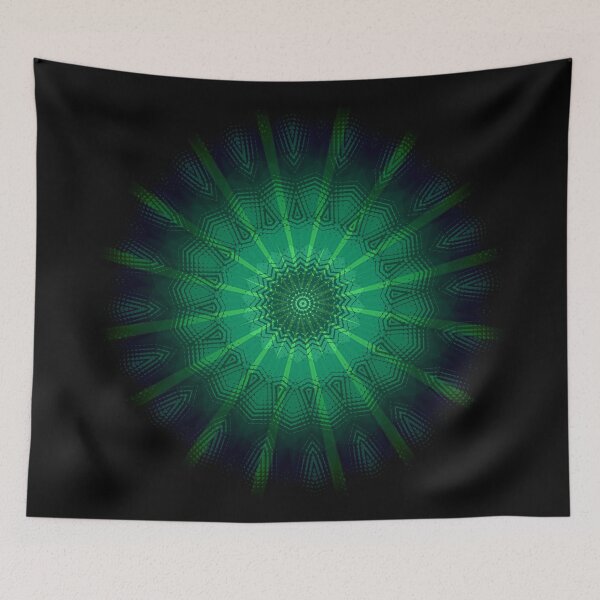 Item preview, Vibrant Green Mandala Burst Starburst Art designed and sold by IntelliMindDesigns.