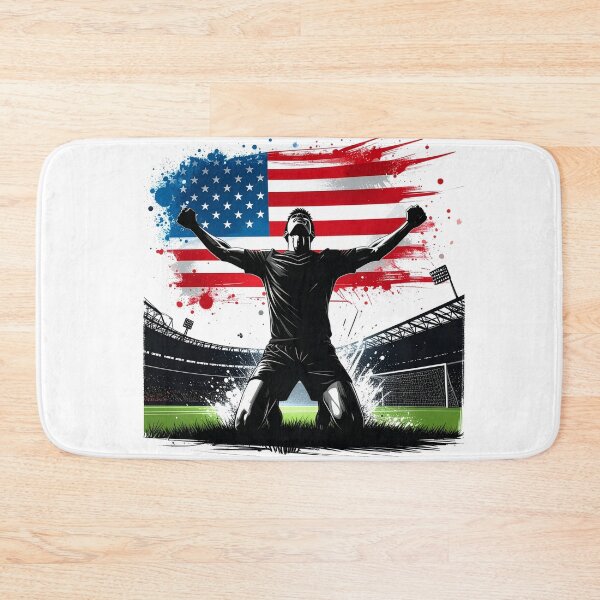 Item preview, USA Soccer Player Goal Celebration — American Flag Football Fan designed and sold by icemanphotos.