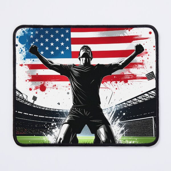 Item preview, USA Soccer Player Goal Celebration — American Flag Football Fan designed and sold by icemanphotos.