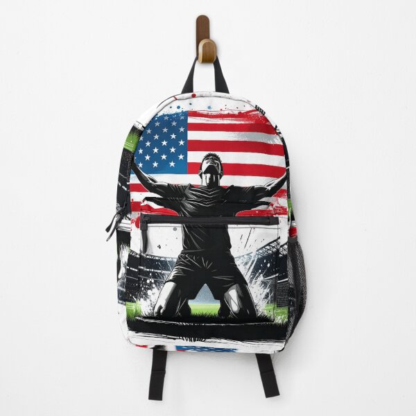Item preview, USA Soccer Player Goal Celebration — American Flag Football Fan designed and sold by icemanphotos.