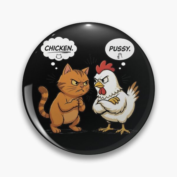 Item preview, Cat Chicken Pussy Pun Showdown Cartoon designed and sold by TshirtsOnline-.