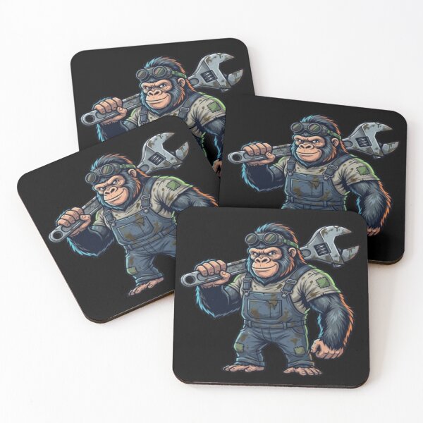 Item preview, Mechanic Gorilla with Wrench Illustration designed and sold by DailySparks.