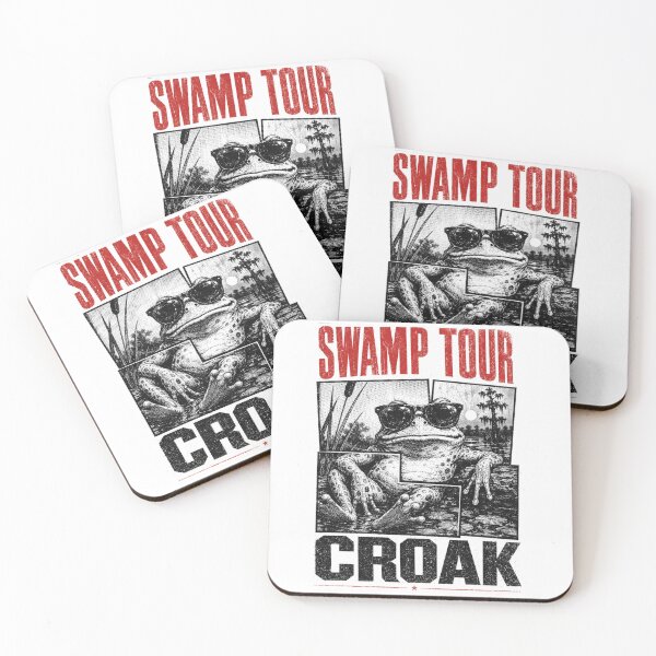 Item preview, Swamp Tour Croak Funny Frog Sunglasses Vintage Retro Graphic T-Shirt designed and sold by Moss & Mellow.
