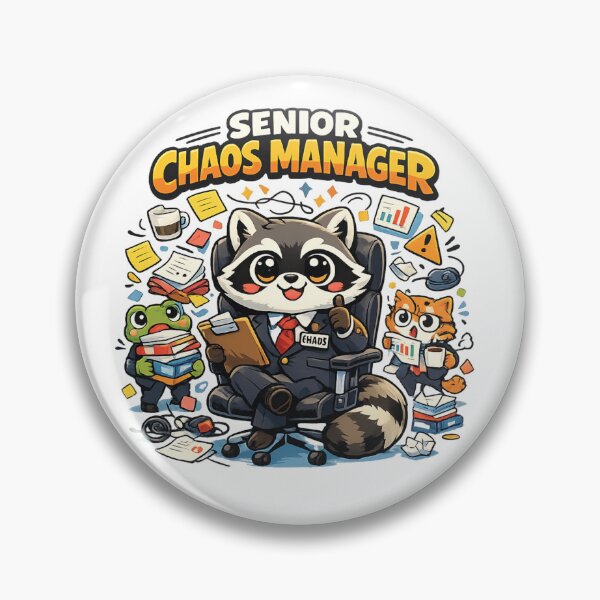 Item preview, Senior Chaos Manager – Funny Kawaii Raccoon Office Humor Design designed and sold by MarekoraStudio.