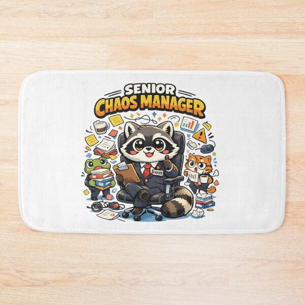 Item preview, Senior Chaos Manager – Funny Kawaii Raccoon Office Humor Design designed and sold by MarekoraStudio.