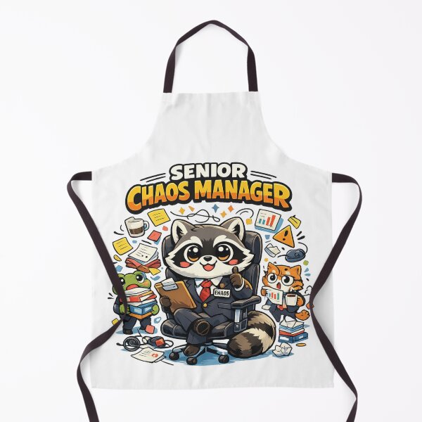 Item preview, Senior Chaos Manager – Funny Kawaii Raccoon Office Humor Design designed and sold by MarekoraStudio.