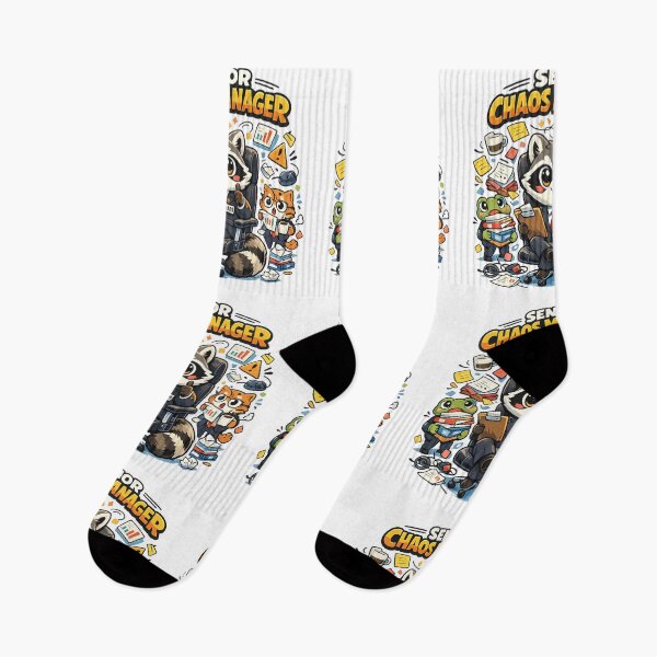 Item preview, Senior Chaos Manager – Funny Kawaii Raccoon Office Humor Design designed and sold by MarekoraStudio.