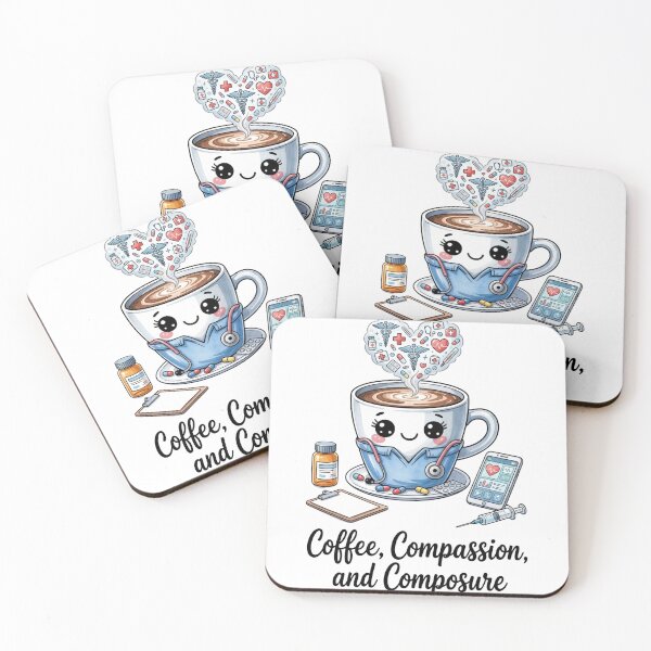 Item preview, Coffee Compassion Composure Cute Nurse Mug Art designed and sold by sanorastyle.