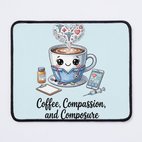 Item preview, Coffee Compassion Composure Cute Nurse Mug Art designed and sold by sanorastyle.