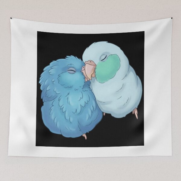 Item preview, Cute Blue Parrotlet Couple Cartoon Illustration designed and sold by Danmaha.