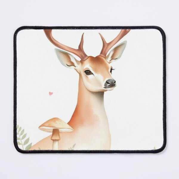 Item preview, Whimsical Watercolor Stag with Pink Wildflowers designed and sold by Vida e Arte.