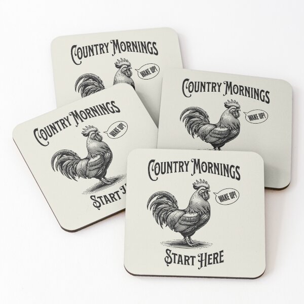 Item preview, Country Mornings Start Here Funny Rooster Farm Life Country Living Design designed and sold by Sachie's Studio.