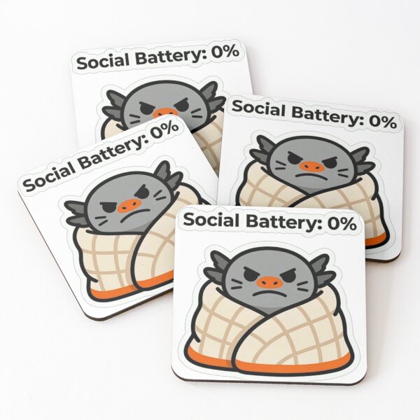 Item preview, Social Battery 0% | Funny Grumpy Bat Blanket Sticker for Introverts designed and sold by Inkabbmate.